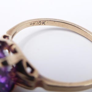 Vintage Elegant Purple Sapphire Solid Gold Ring Marked 10 K