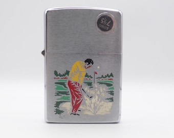 Vintage 1977 Zippo Golfer Lighter Unused & Unfired in Original Box With Price Tag and Papers, Collectible Golf Sandtrap Zippo, New Old Stock