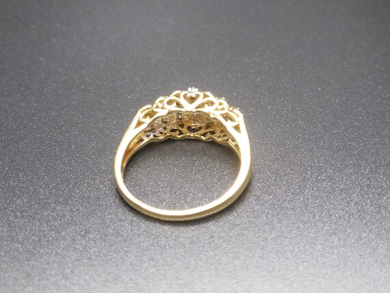 Diamond 10 K Solid Gold Ladies Vintage Ring - image 5