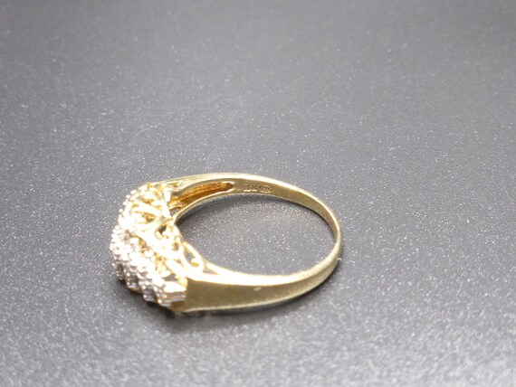 Diamond 10 K Solid Gold Ladies Vintage Ring - image 4