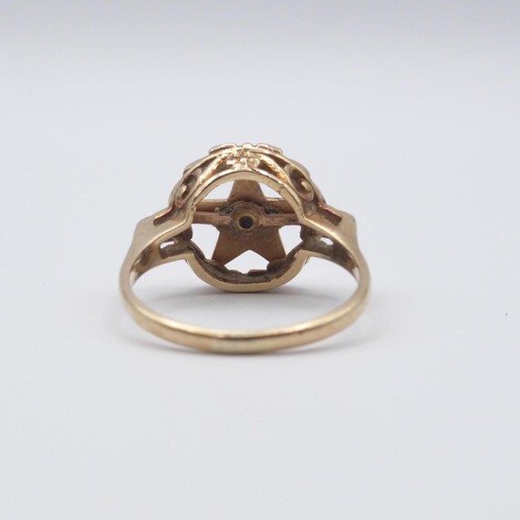 Vintage Eastern Star 10K Solid Gold Ring - Size 6… - image 5