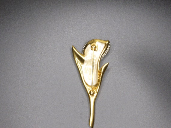 Swarovski Calla Lily Flower Crystal Gold Tone Bro… - image 2