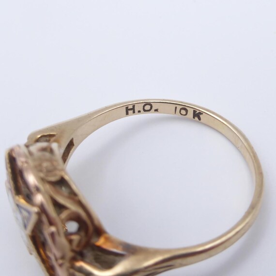 Vintage Eastern Star 10K Solid Gold Ring - Size 6… - image 6