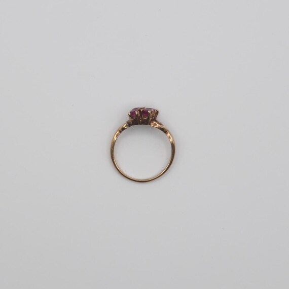 Vintage 14K Solid Gold Ruby Cluster Ring – 6 Gems… - image 6