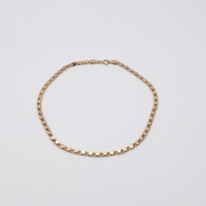 Heart Shaped 14K Solid Gold Anklet – Vintage Ankle Bracelet 9.25 Inch