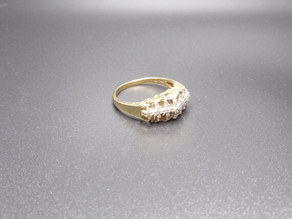 Diamond 10 K Solid Gold Ladies Vintage Ring - image 3