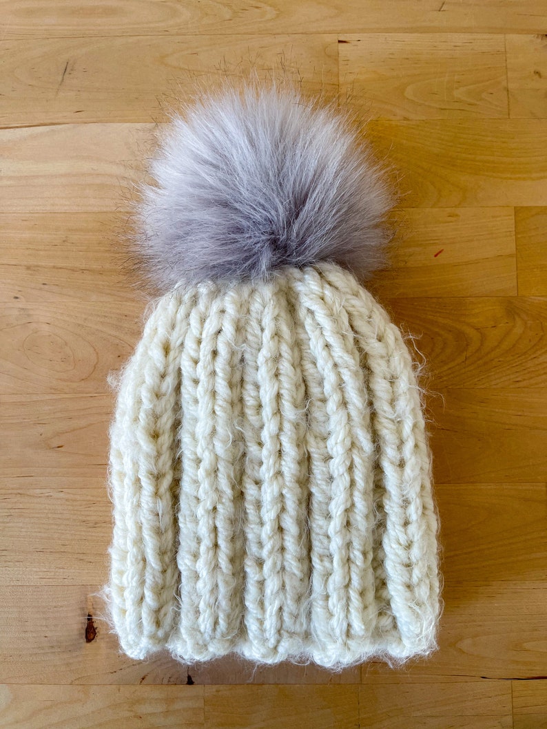 Adult Ribbed Fitted Pom Hat image 7