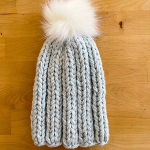 Adult Ribbed Fitted Pom Hat image 6