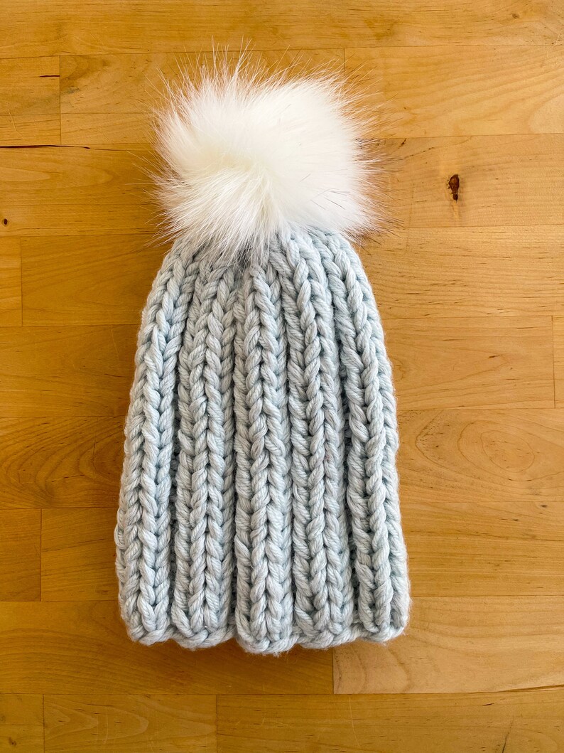 Adult Ribbed Fitted Pom Hat image 6