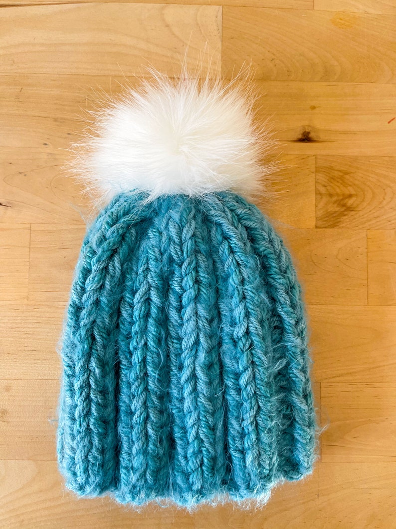 Adult Ribbed Fitted Pom Hat image 5