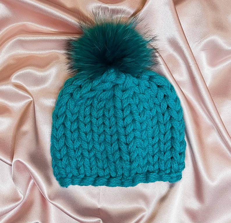 Custom LUXE by MWL Fur Pom Hat Chunky Beanie