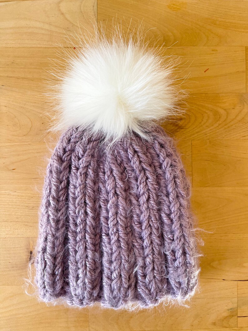 Adult Ribbed Fitted Pom Hat image 8