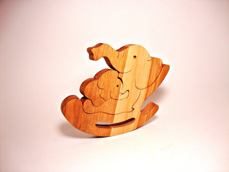 Wooden Toys For Kids Elephant Toy Wood Puzzle Birthday Gift Toys for Baby Natural Animals Learning Toy Handmade