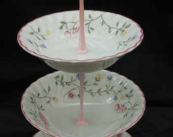 Johnson Bro Summer Chintz three tier bowl sweet / trinkets / cake stand