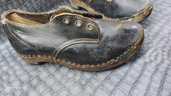 Rare Vintage Antique Clogs Victorian Brown Leathe… - image 9