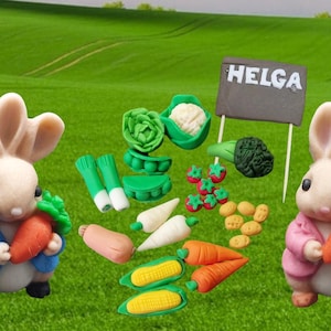 Vegan 3D Edible sugar mini vegetables gardening birthday allotment Peter Rabbit
