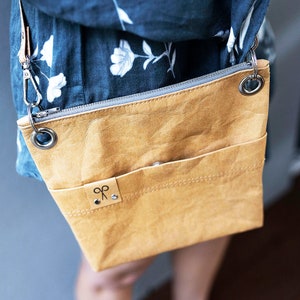 Crossbody Bag, washable paper, festival bag, handbag, shoulder bag, kraft paper bag, sustainable, minimalist, eco and vegan friendly