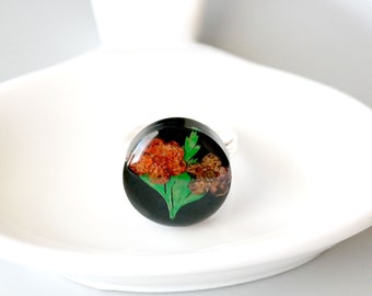 Oriental Dried Flower Resin Ring Adjustable Ring Gift Jewelry,Birthday Anniversary gift for her, Mothers day