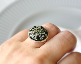 Oriental Dried Flower Ring, Resin Ring Adjustable Ring Gift Jewelry,Birthday Anniversary gift for her, Mothers day