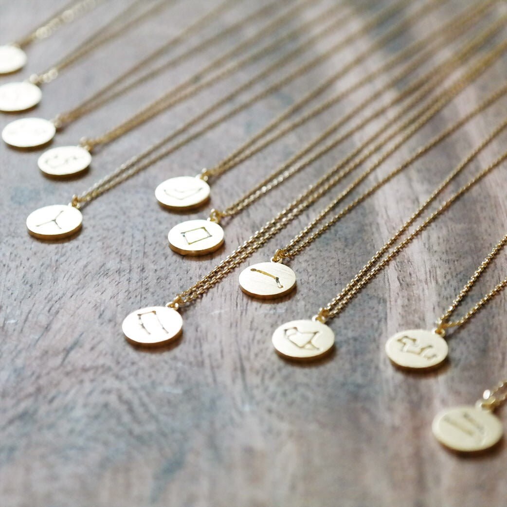 Custom 12 Zodiac Sign Horoscope & Star Sign Gold Plated - Etsy
