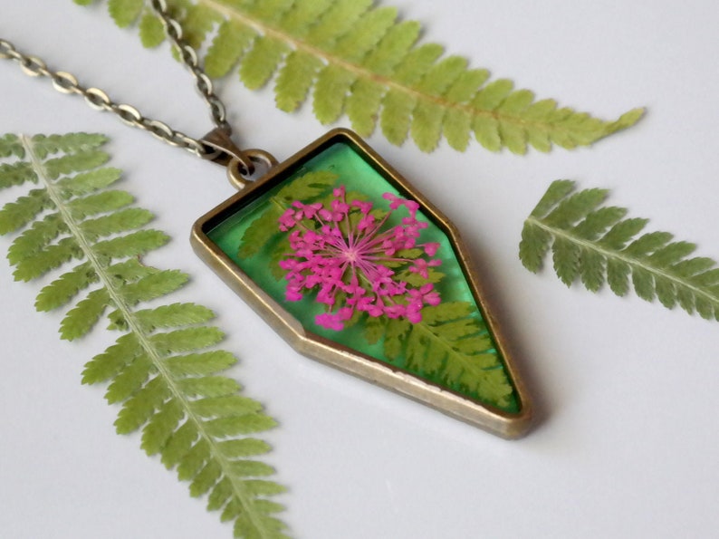 Resin Necklace Pressed Flower Jewelry Resin Flower Necklace Etsy