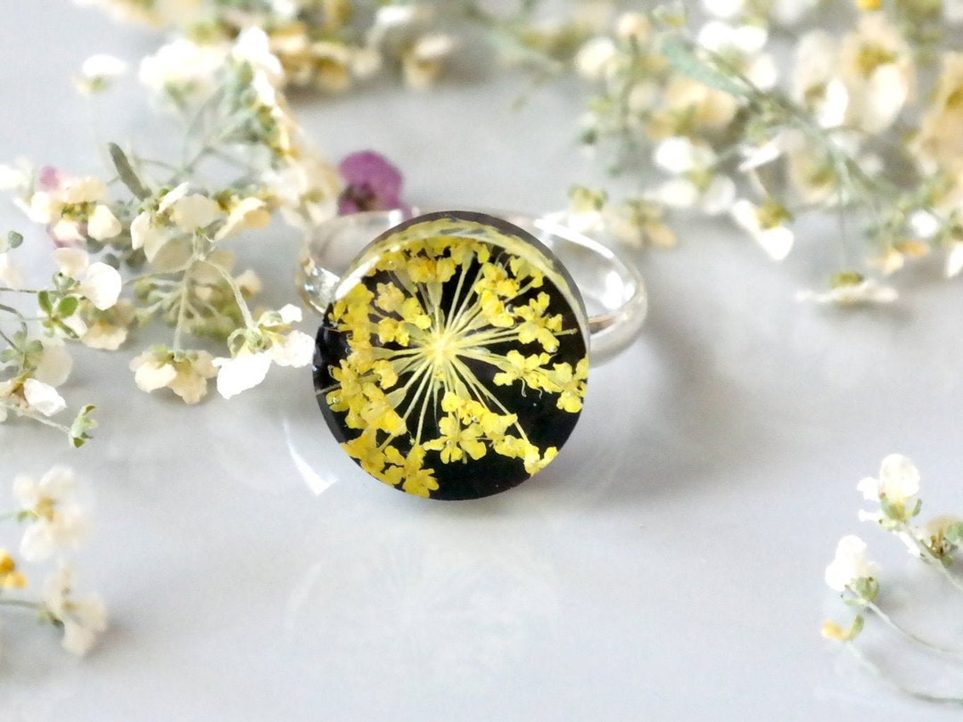 Oriental Dried Flower Resin Ring Adjustable Ring Gift Jewelry,birthday