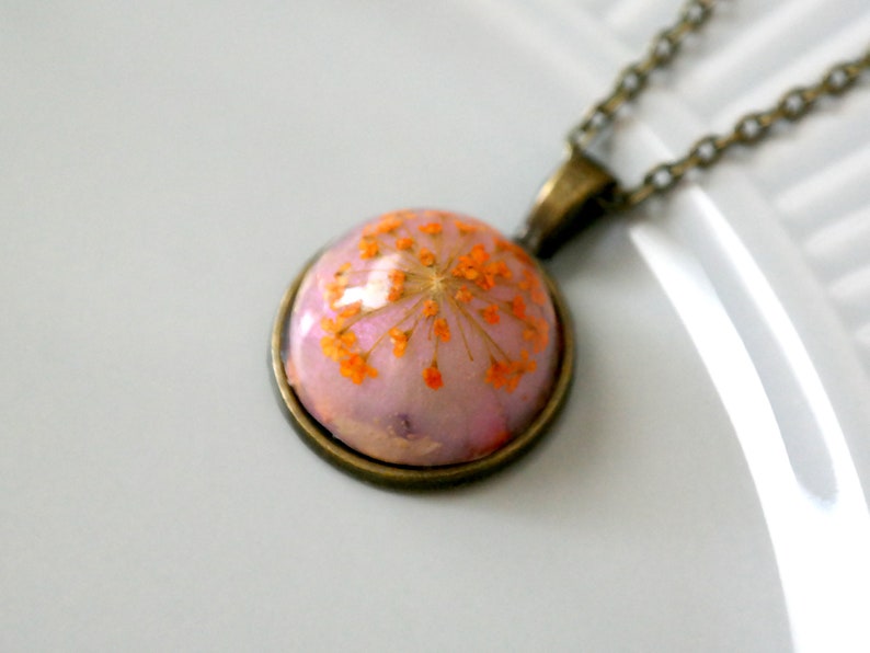 Resin Necklace Pressed Flower Jewelry Resin Flower Necklace Etsy