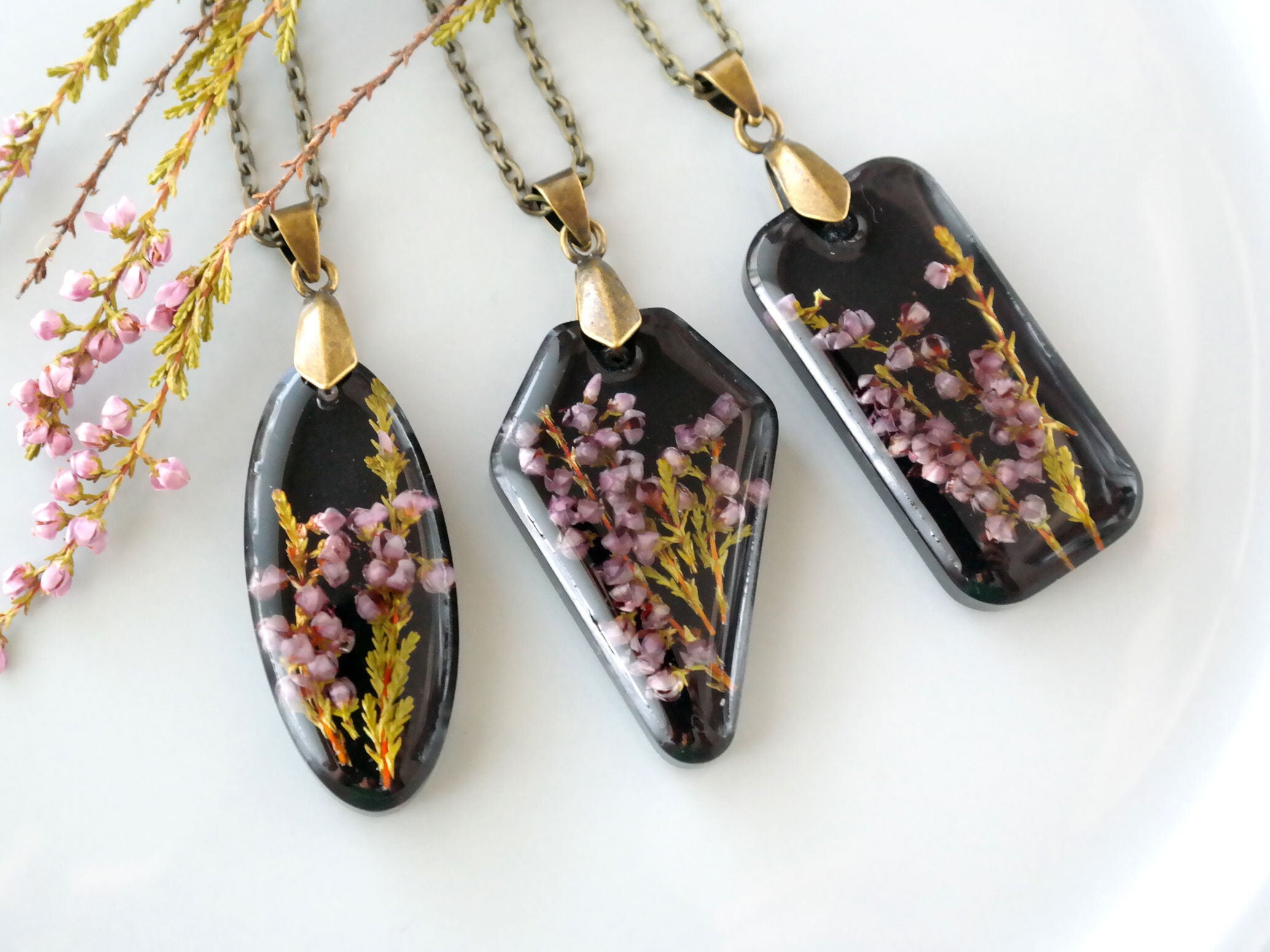 Resin Necklace Pressed Flower Jewelry Small Garden For Etsy