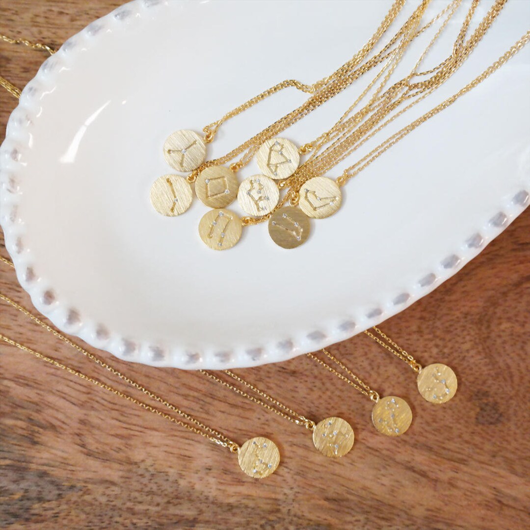 Custom 12 Zodiac Sign, Horoscope & Star Sign, Gold Plated Jewelry ...