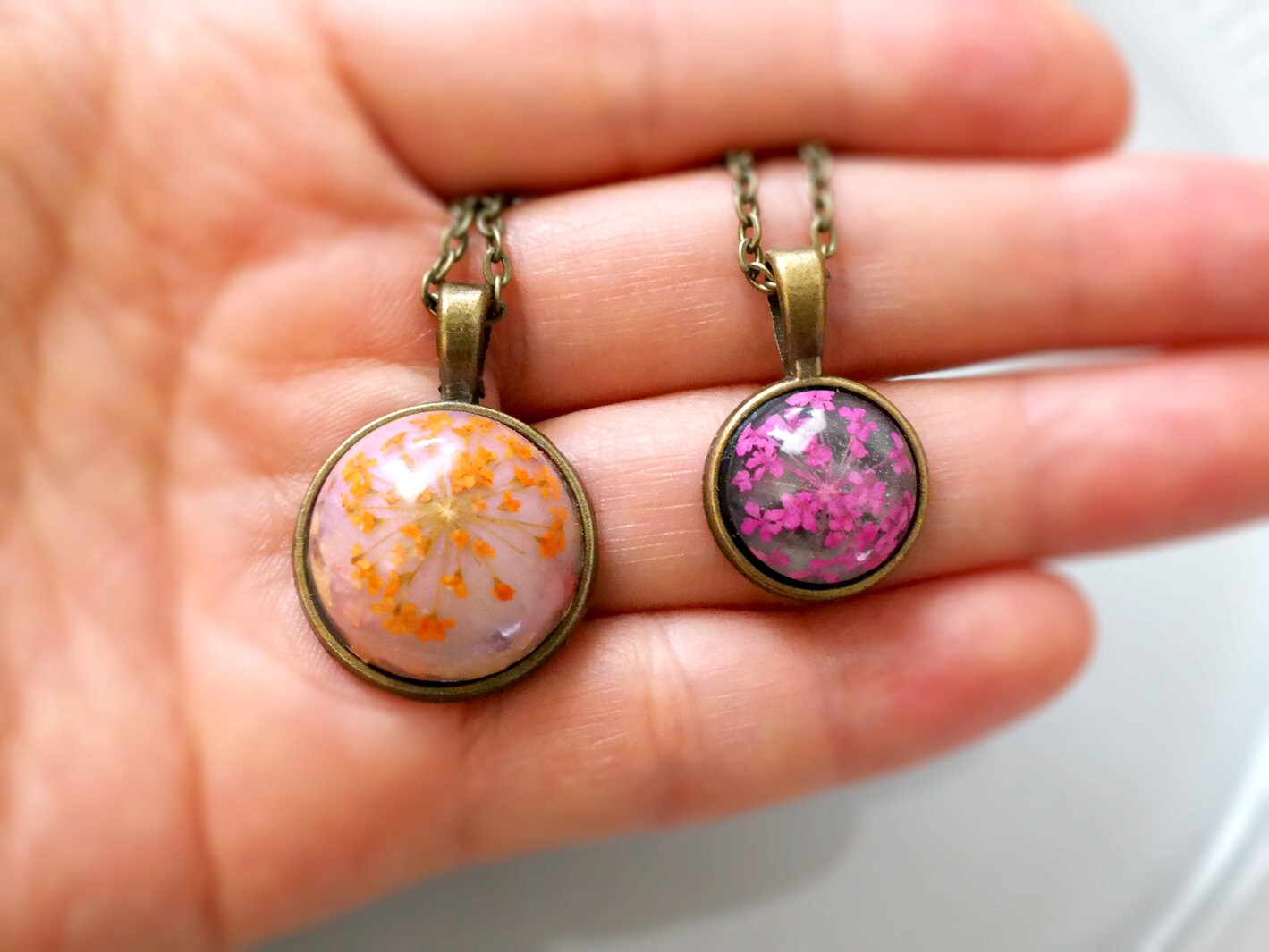 Resin Necklace Pressed Flower Jewelry Resin Flower Necklace Etsy