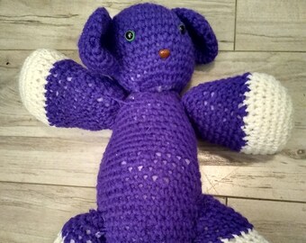 Crochet purple and white critter