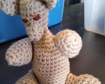 Crocheted, stuffed baby kangaroo