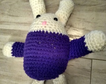 Crochet purple critter with white head