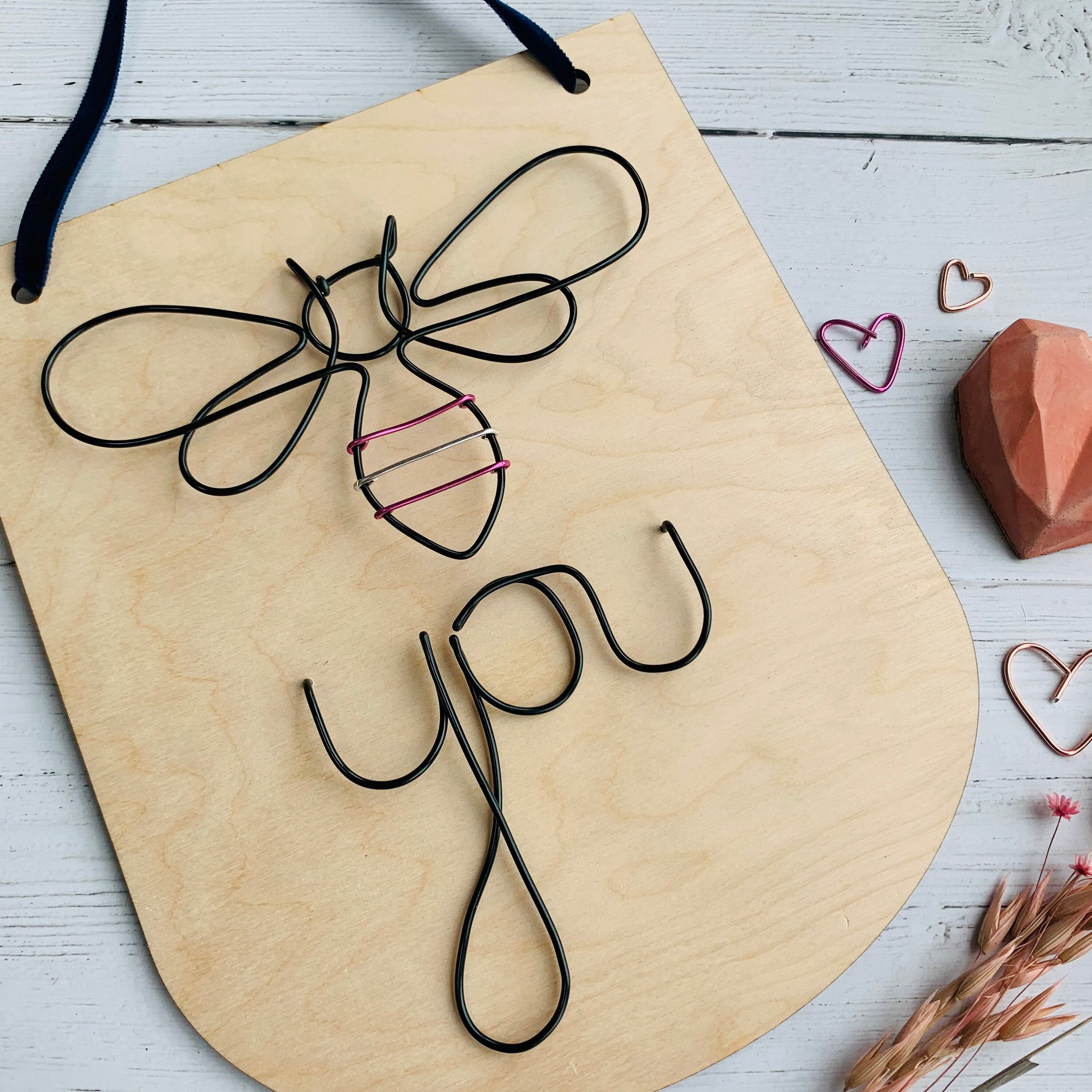 Handmade Wire BEE YOU plaque choice of colour wall art bee Etsy