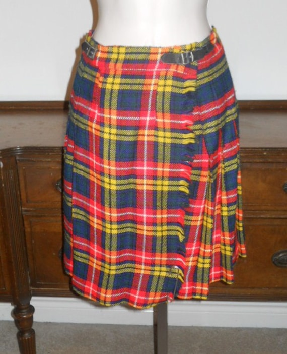 Vintage Plaid Pleated Kilt Skirt ~ 1970's Joanna b