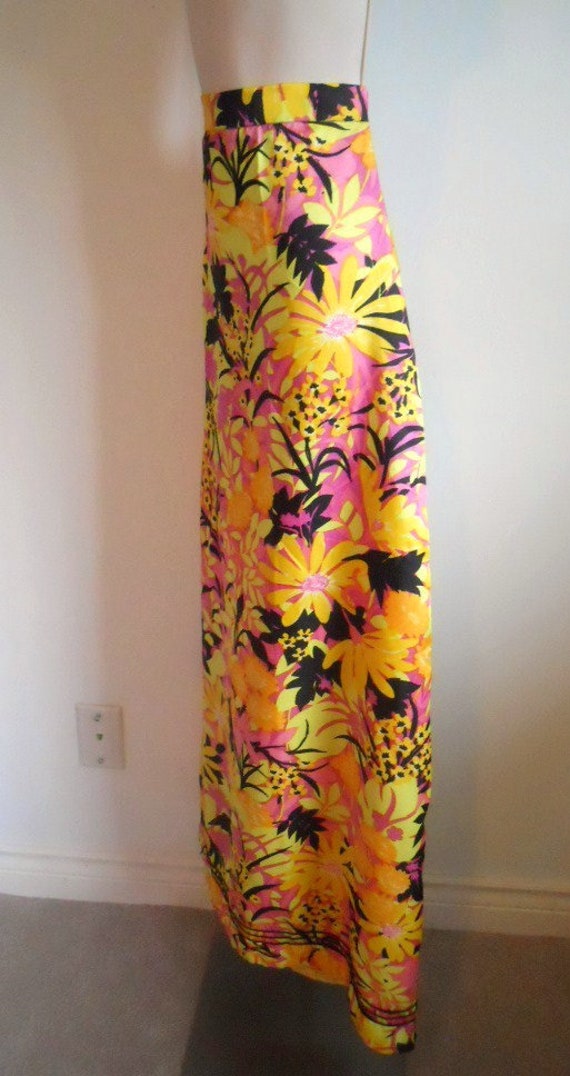 Vintage Tropical Long Floral Skirt ~ 1980's Long … - image 3