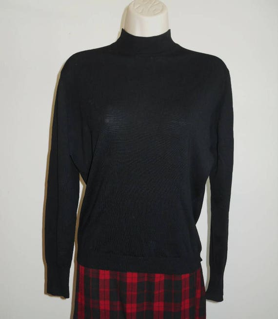 Vintage Jaeger Black Pullover Wool Sweater ~ 1970'