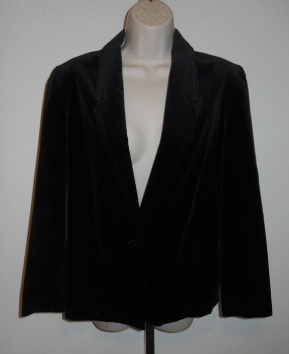 Vintage Black Velvet Blazer ~ 1970's Marjorie Hami