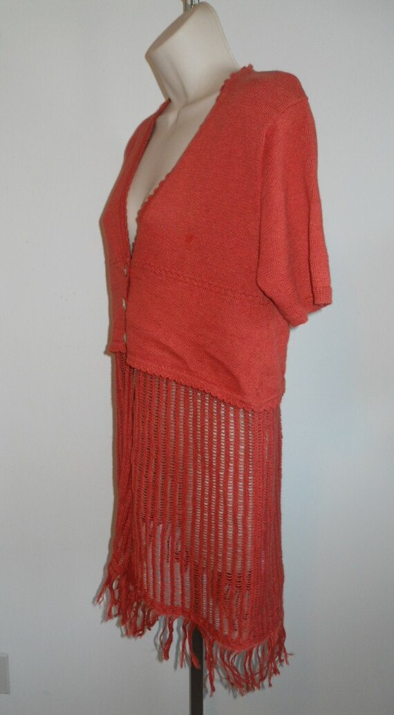 Vintage Boho Hippie Sweater ~ 1970's  Kino Fringed