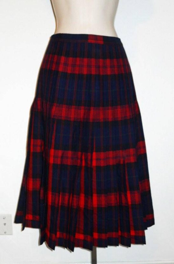 Vintage 1970/'s Reversible Pleated Skirt Kilt Style Skirt Plaid Vintage Skirt