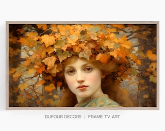Spirit of Autumn, Samsung Frame TV Art, Beautiful Red-Haired Woman, Fall Leaves Trees, Instant Download, Samsung Art TV, Digital Download
