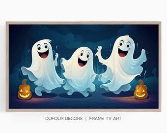 Happy Halloween Ghosts, Samsung Frame TV Art, Pumpkins, Spooky Spirits, Halloween Decor, Instant Download, Samsung Art TV, Digital Download