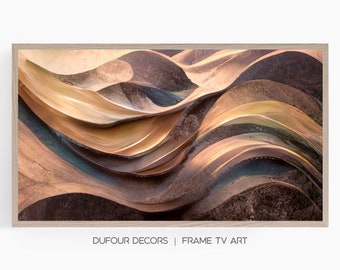 Samsung Frame TV Art, Abstract Golden Earth Tones Swirling Waves Art, Instant Download, Vizio Frame TV Art, Samsung Art TV, Digital Download