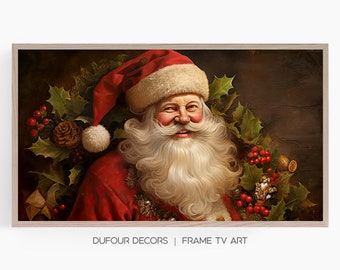 Jolly Santa Claus Vintage Style Painting, Samsung Frame TV Art, Saint Nick, Instant Download, Frame TV Art, Samsung Art TV, Digital Download