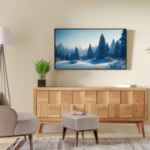 Samsung Frame TV Art, Snowy Pine Trees Landscape Art, Instant Download, Winter, Forest, Sky, Frame TV Art, Samsung Art TV, Digital Download image 5