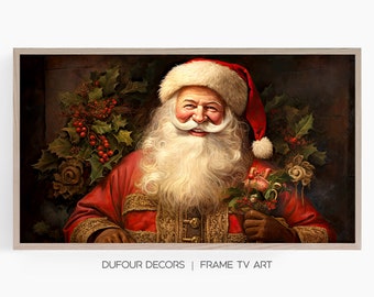 Samsung Frame TV Art, Jolly Santa Claus Vintage Style Painting, Saint Nick,Instant Download, Frame TV Art, Samsung Art TV, Digital Download