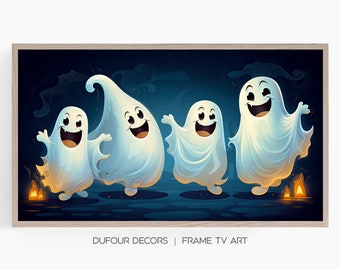 Happy Halloween Ghosts, Samsung Frame TV Art, Cheerful, Spooky Spirits, Halloween Decor, Instant Download, Samsung Art TV, Digital Download