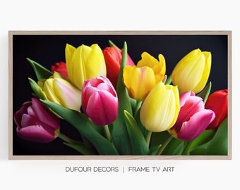 Colorful Spring Tulips, Samsung Frame TV Art, Vibrant Spring Flowers, Spring Wall Decor, Instant Download, Samsung Art TV, Digital Download
