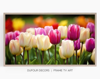 Colorful Spring Tulips, Samsung Frame TV Art, Vibrant Spring Flowers, Spring Wall Decor, Instant Download, Samsung Art TV, Digital Download