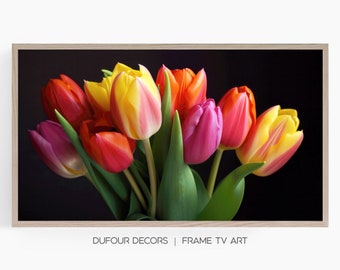 Colorful Spring Tulips, Samsung Frame TV Art, Vibrant Spring Flowers, Spring Wall Decor, Instant Download, Samsung Art TV, Digital Download